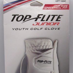 BNIB TOP FLIGHT JUNIOR YOUTH GOLF GLOVE LEFT HAND ONE SIZE WHITE/GRAY  #753,754
